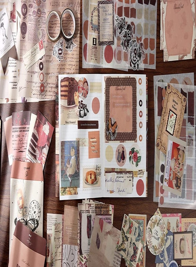 CLOSAL® Vintage Aesthetic Scrapbook Kit - 346 Pcs Supplies for Bullet Junk Journal - DIY Journaling Supplies With A6 Grid Notebook - Image 5